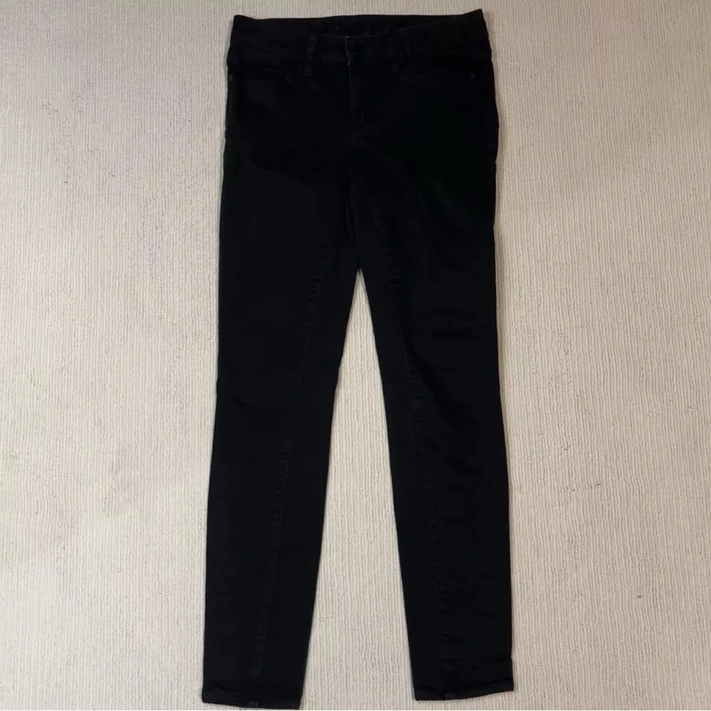 Tory Burch Size 25 Black Denim Legging Jeans Skinny Ankle Low Rise Logo Patch